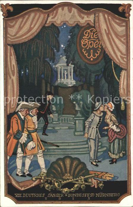 Saengerbundfest VIII. Nuernberg Oper Kuenstlerkarte F.P. Glass