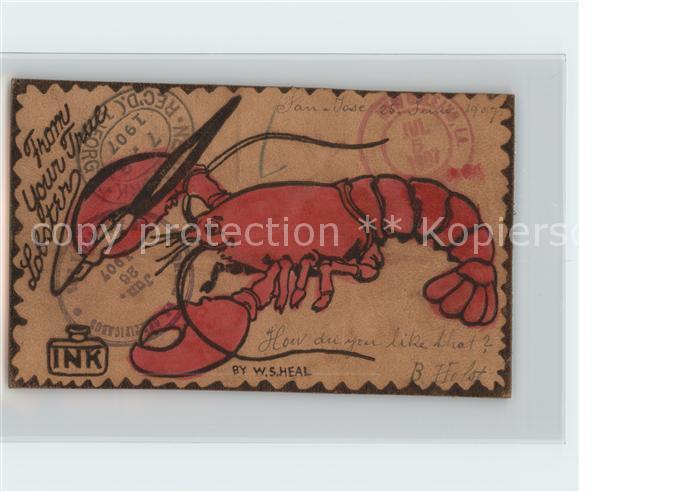 Meerestiere Hummer Künstlerkarte W.S. Heal Tinte Fü