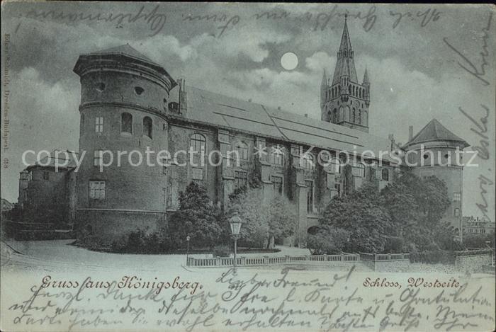 Koenigsberg Ostpreussen Schloss bei Nacht Mond