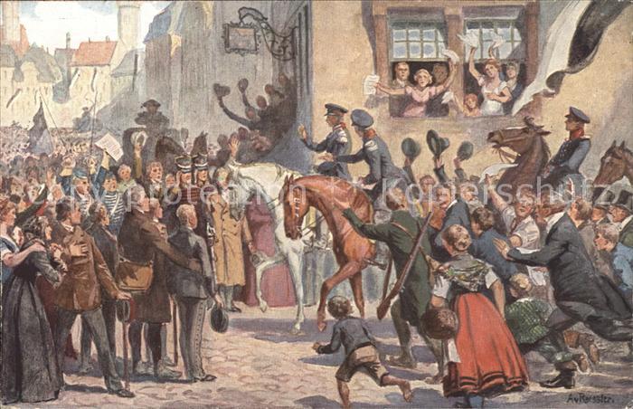 Breslau Niederschlesien Soldatan auf Pferden Einzug Koenig Friedrich Wlhelms Kue