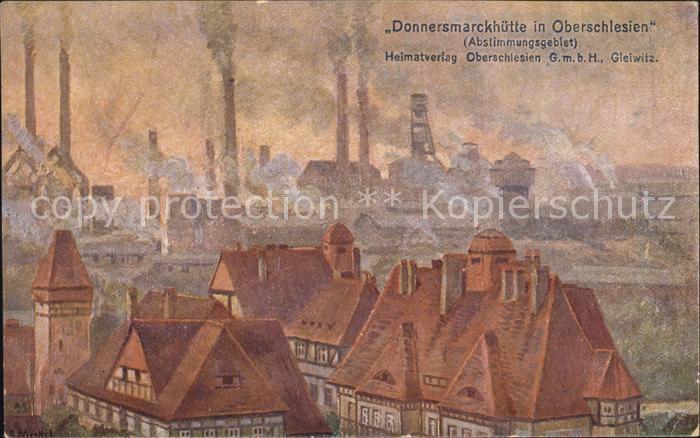 Oberschlesien Donnersmarckhuette Schornsteine