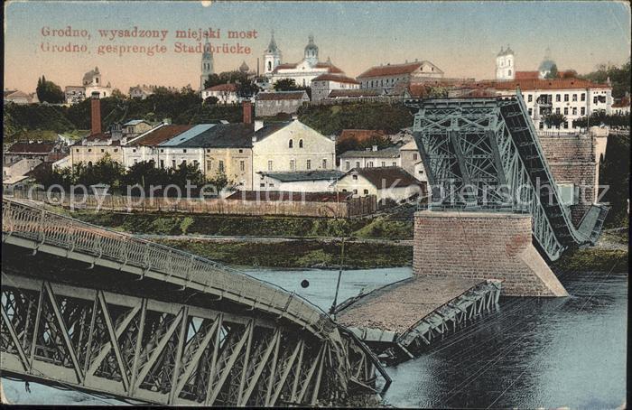 Grodno Hrodna Belarus Gesprengte Stadtbruecke