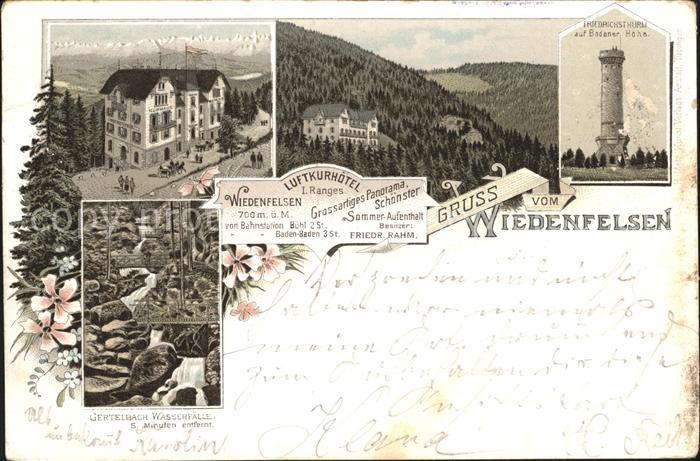 Wiedenfelsen Kurhaus Wiedenfelsen Friedrichsturm Gertelbach Wasserfaelle Litho