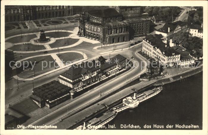 DRESDEN Elbe Italienisches Doerfchen Haus der Hochzeiten Fliegeraufnahme