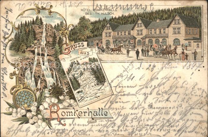 Okertal Hotel Romkerhalle Wasserfall Litho
