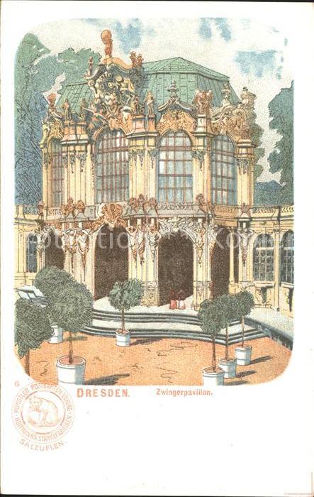Dresden Zwingerpavillon Litho Kuenstler-Postkartenverlag-Hoffmann's-Staerkefabri