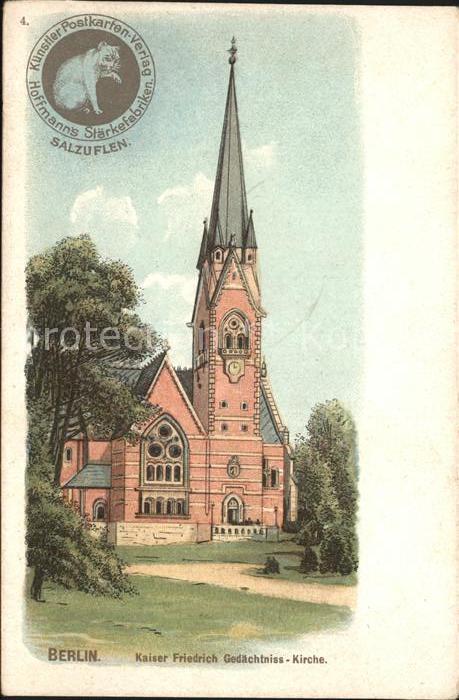 BERLIN  CITY Kaiser Friedrich Gedaechtniss-Kirche Litho Kuenstler-Postkartenverl