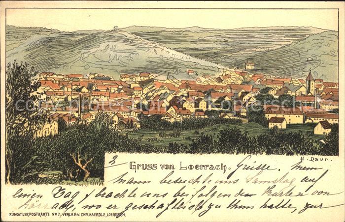 LoeRRACH Baden BW Kuenstlerpostkarte