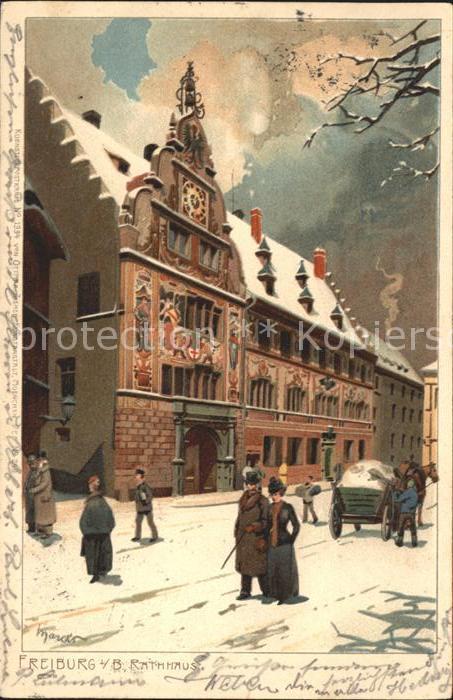 Freiburg Breisgau Rathaus Kuenstkerpostkarte