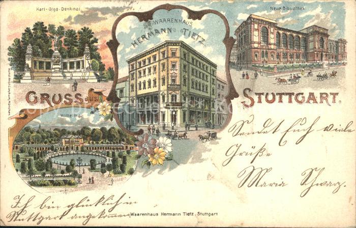 Stuttgart Warenhaus Hermann Tietz Neue Bibliothek Wilhelma