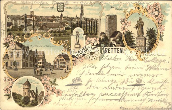 Bretten Baden Marktplatz Rathaus Brettener Hundle Stadtwappen