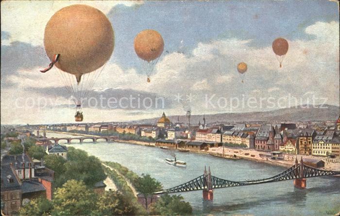 Frankfurt Main Kuenstlerkarte Ballons Bruecke