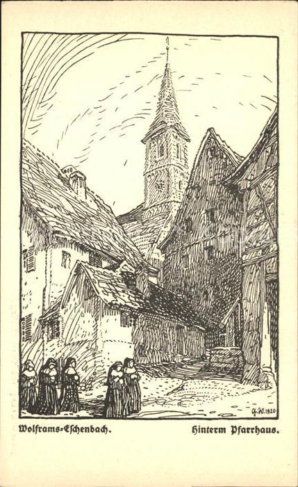 Wolframs-Eschenbach Hinterm Pfarrhaus Federzeichnung