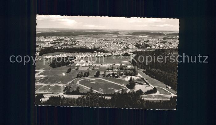 Schwenningen Neckar Fliegeraufnahme Sportplatz mit der Stadt