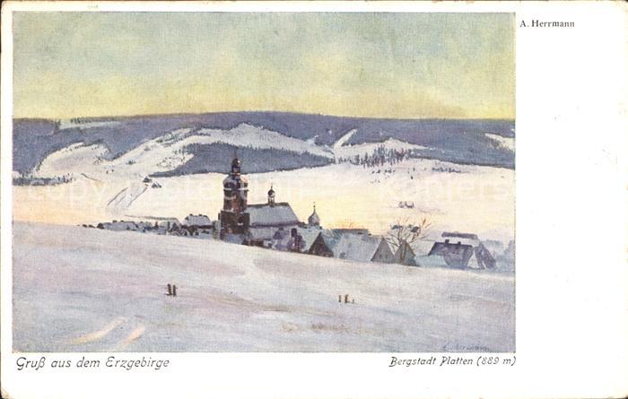 Platten Erzgebirge Boehmen Gruss aus dem Erzgebierge