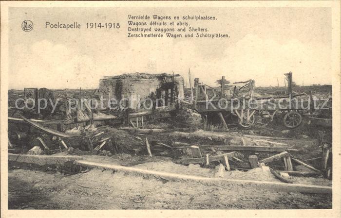 Poelcapelle Poelkapelle Ypern West-Vlaanderen Belgie Zerschmetterte Wagen und Sc