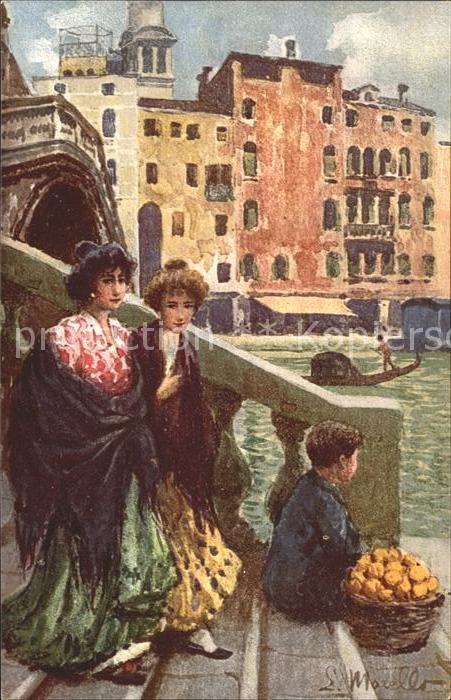 Venedig Venezia Frauen Gondel Kuenstlerkarte