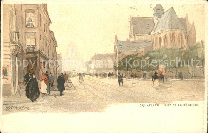 Bruxelles Bruessel Rue de la Regence Kuenstlerkarte