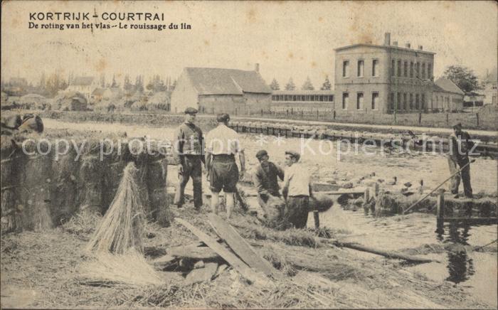 Kortrijk West-Vlaanderen De roting van het vlas
