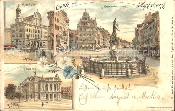 Augsburg Mercurbrunnen Rathaus Theater