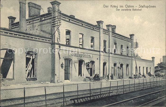 Stallupoenen Ostpreussen Zerstoerte Bahnhof