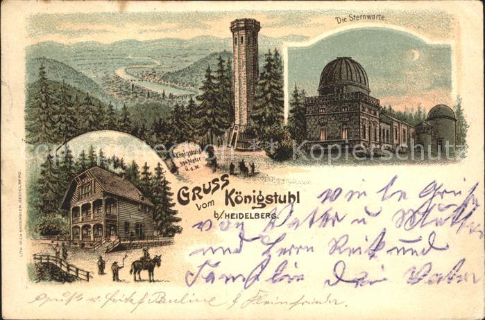Koenigstuhl Heidelberg Sternwarte Litho