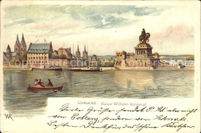 Koblenz Rhein Kaiser-Wilhelm-Denkmal Litho