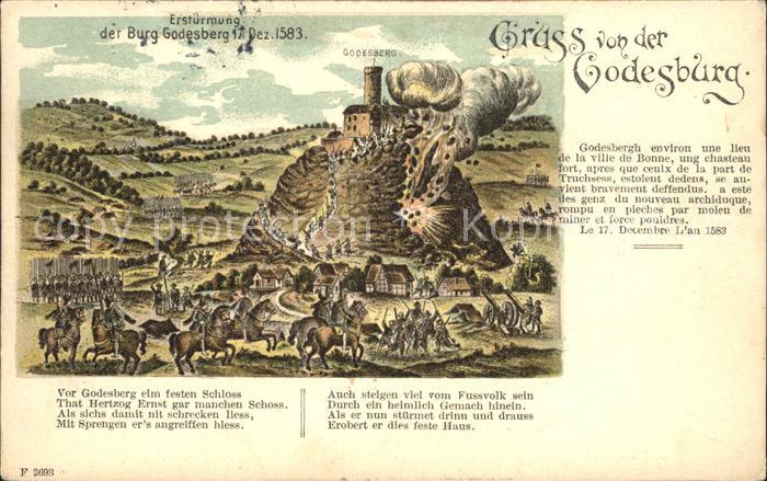 Bad Godesberg Godesburg Erstuermung Litho