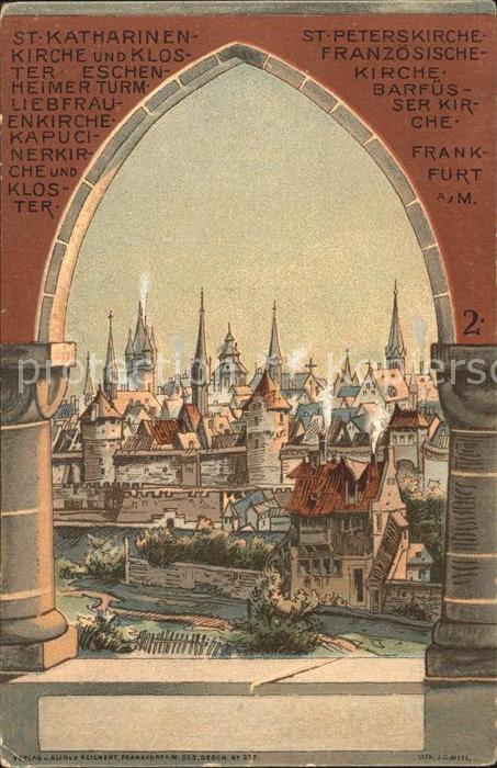 Frankfurt Main St. Katharinenkirche Kloster Barfuesserkirche Litho