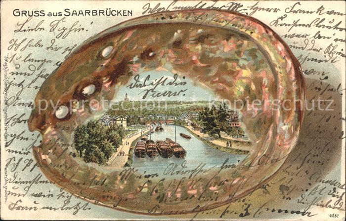 Muschelkarte Saarbruecken Litho