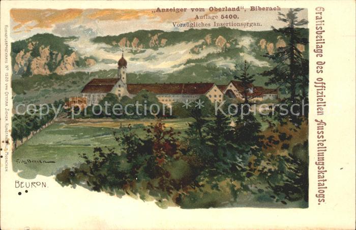 Beuron Donautal Benediktiner-Erzabtei Litho Bezirksgewerbe-Ausstellung-Biberach