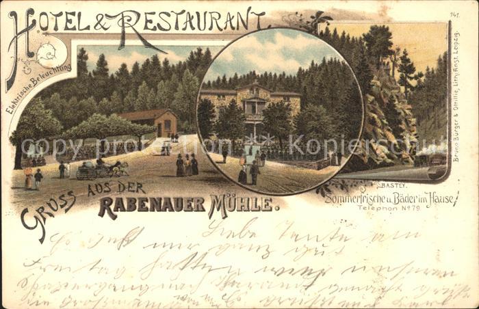 Rabenau Sachsen Rabenauer Muehle Bastei Litho