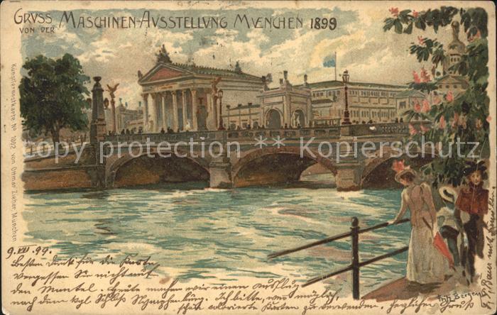 Muenchen Maschinen-Ausstellung 1899 Litho Fritz Bergen