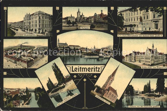Leitmeritz Litomerice Nordboehmen Elisabethstrasse Oberrealschule Braeuhaus Buer