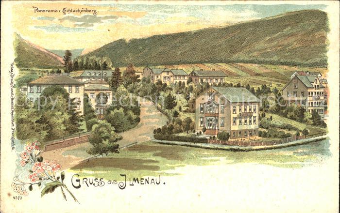 Bad Ilmenau Panorama vom Schlackenberg Litho