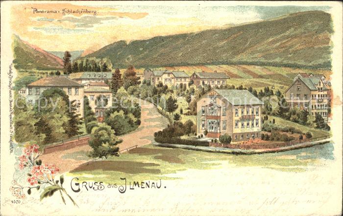 Bad Ilmenau Panorama vom Schlackenberg Litho