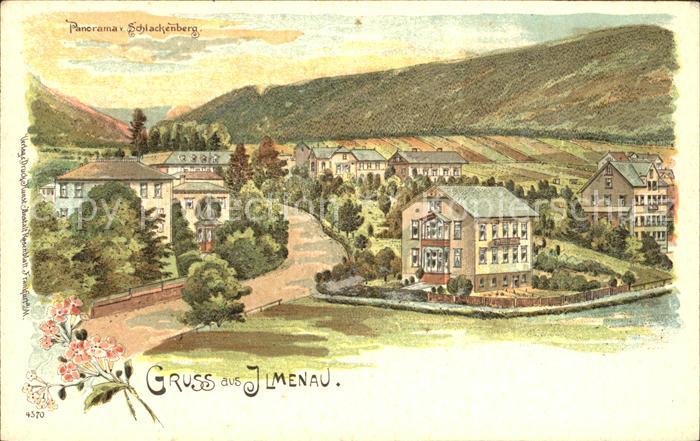 Bad Ilmenau Panorama vom Schlackenberg Litho