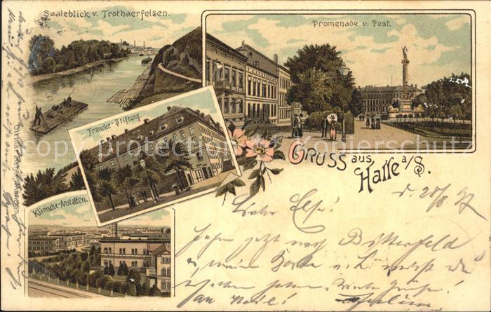 Halle Saale Post Francke-Stiftung Klinische-Anstalten Promenade Litho