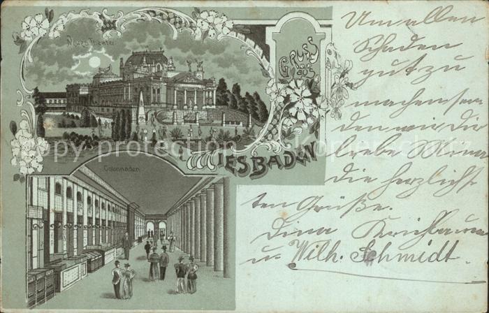 Wiesbaden Neues Theater Colonnaden Litho