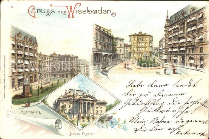 Wiesbaden Kronplatz Neues Theater Litho