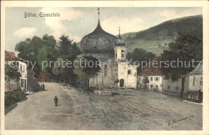 Eisenstein Zelezna Ruda Kirche Kuenstlerkarte A. Schweitzer jun.