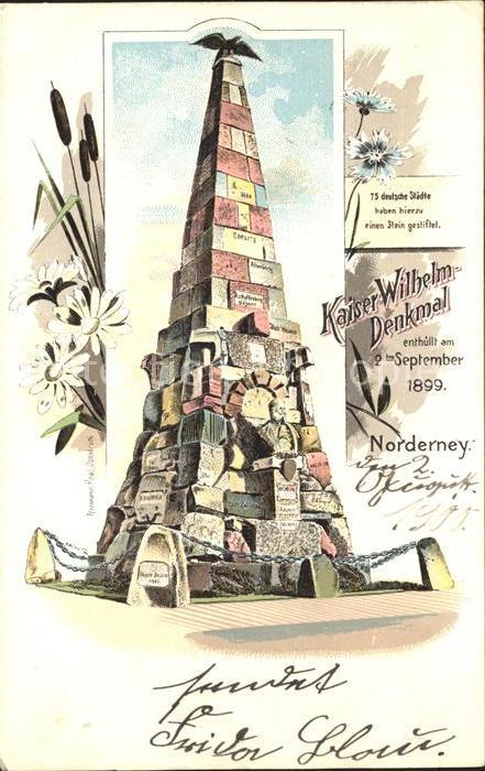 Norderney Nordseebad Kaiser-Wilhelm-Denkmal Litho