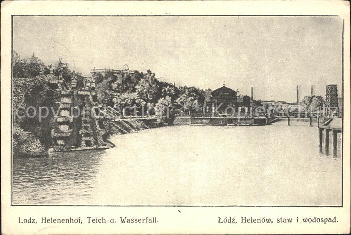 Litzmannstadt Lodz Helenenhof Teich und Wasserfall