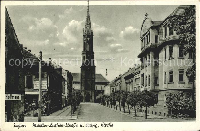 Sagan Martin Luther Strasse und Evangelische Kirche