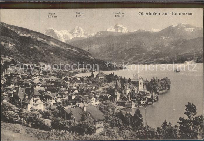 Oberhofen Thunersee Panorama mit Eiger Moench Jungfrau