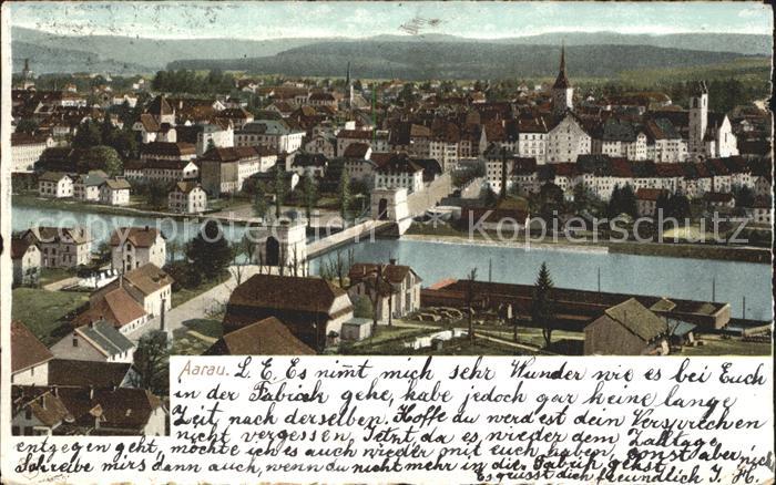 Aarau AG Stadtbild mit der Aare Bruecke