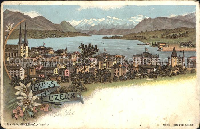 Luzern LU Panorama Vierwaldstaettersee Alpen