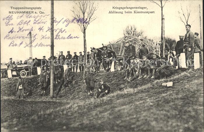 Neuhammer Queis Truppenuebungsplatz Kriegsgefangenenlager Abloesung beim Kiestra