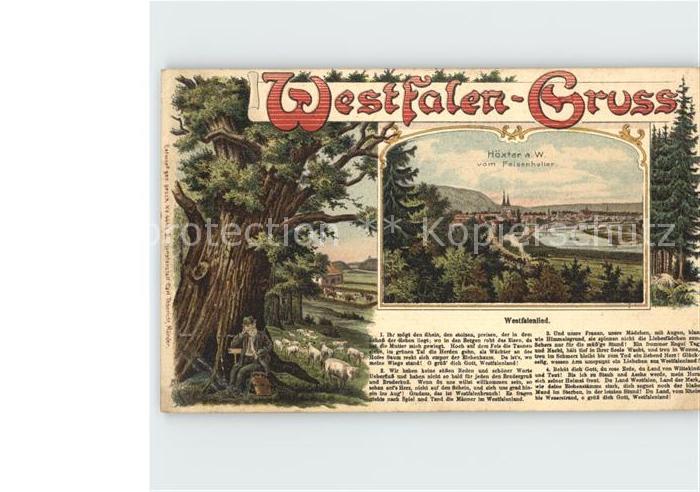 Hoexter Weser Blick vom Felsenkeller Westfalenlied