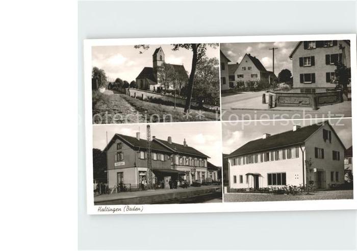 Haltingen Weil am Rhein BW Kirche Brunnen Bahnhof Gasthaus